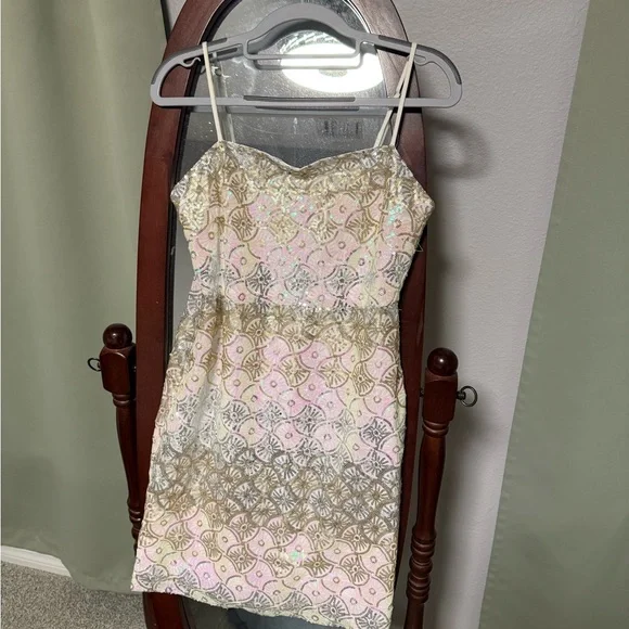 Altar'd State | Dresses | Altard State Pink And Gold Mini Dress | Poshmark